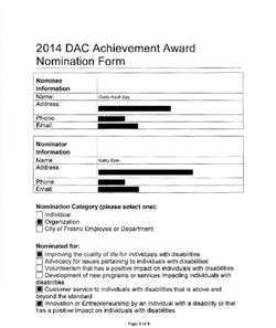 2014 DAC Achievement Award Nomination Form