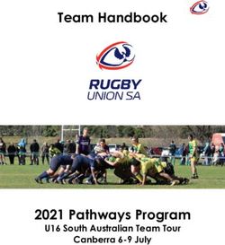 Team Handbook - 2021 Pathways Program U16 South Australian Team Tour Canberra 6-9 July - SA Rugby Union