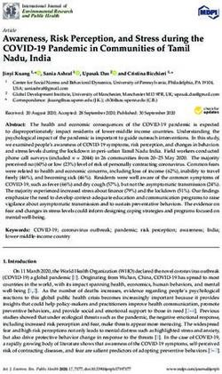 AWARENESS, RISK PERCEPTION, AND STRESS DURING THE COVID-19 PANDEMIC IN COMMUNITIES OF TAMIL NADU, INDIA - PSYARXIV