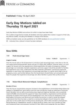Early Day Motions tabled on Thursday 15 April 2021 - Commons business papers