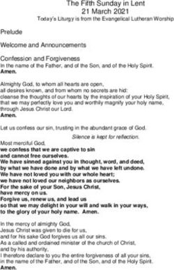 The Fifth Sunday in Lent 21 March 2021