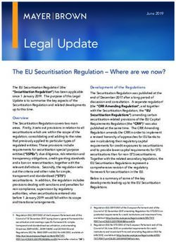 Legal Update The EU Securitisation Regulation - Where are we now? - Mayer Brown