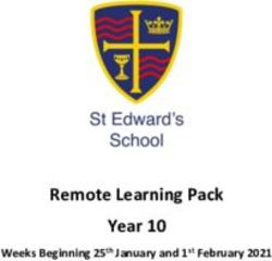 Remote Learning Pack Year 10 - Weeks Beginning 25th January and 1st February 2021 - St Edwards