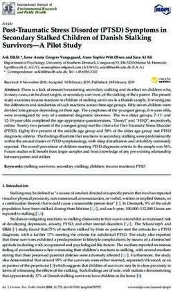 Post-Traumatic Stress Disorder (PTSD) Symptoms in Secondary Stalked Children of Danish Stalking Survivors-A Pilot Study - MDPI