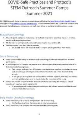 COVID-Safe Practices and Protocols STEM Outreach Summer Camps Summer 2021