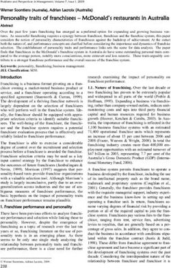PERSONALITY TRAITS OF FRANCHISEES - MCDONALD'S RESTAURANTS IN AUSTRALIA