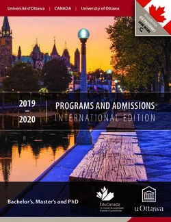 PROGRAMS AND ADMISSIONS INTERNATIONAL EDITION 2019 2020 - BACHELOR'S, MASTER'S AND PHD - UNIVERSITY OF OTTAWA