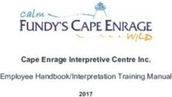 Cape Enrage Interpretive Centre Inc - Employee Handbook/Interpretation Training Manual
