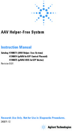 AAV Helper-Free System Instruction Manual - Catalog #240071 (AAV Helper-Free System)