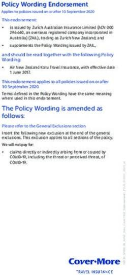 Policy Wording Endorsement - Applies to policies issued on or after 10 September 2020