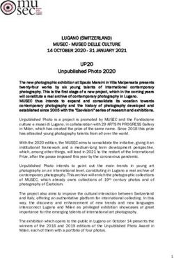 UP20 LUGANO (SWITZERLAND) MUSEC - MUSEO DELLE CULTURE 14 OCTOBER 2020 - 31 JANUARY 2021 - 29 Arts In Progress