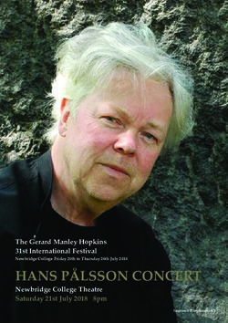 HANS P&Aring;LSSON CONCERT Newbridge College Theatre Saturday 21st July 2018 8pm - The Gerard Manley Hopkins 31st International Festival - County ...