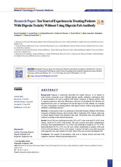 Resaerch Paper: Ten Years of Experience in Treating Patients With Digoxin Toxicity Without Using Digoxin Fab Antibody - Monash University
