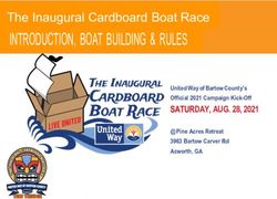 INTRODUCTION, BOAT BUILDING & RULES - The Inaugural Cardboard Boat Race - DAY, AUG. 28, 2021