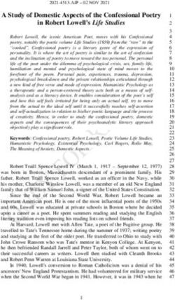 A Study of Domestic Aspects of the Confessional Poetry in Robert Lowell's Life Studies