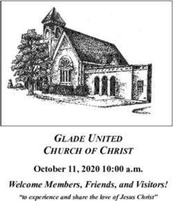 GLADE UNITED CHURCH OF CHRIST - October 11, 2020 10:00 a.m. Welcome Members, Friends, and Visitors!