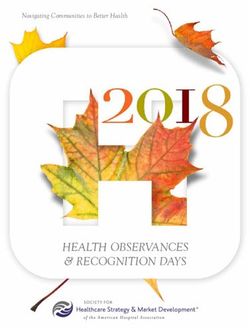 HEALTH OBSERVANCES & RECOGNITION DAYS - Navigating Communities to Better Health