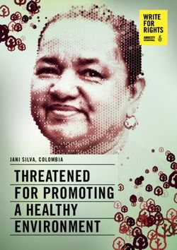 THREATENED FOR PROMOTING A HEALTHY ENVIRONMENT - JANI SILVA, COLOMBIA