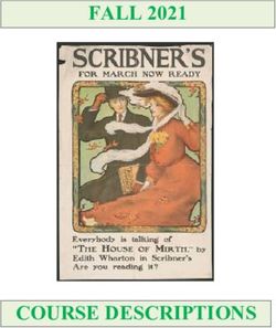 COURSE DESCRIPTIONS - FALL 2021 - Department of English