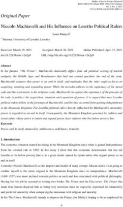 Original Paper Niccolo Machiavelli and His Influence on Lesotho Political Rulers - Scholink