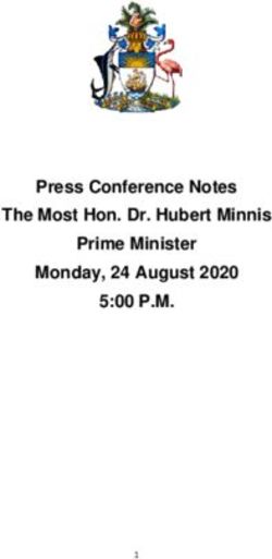 Press Conference Notes The Most Hon. Dr. Hubert Minnis Prime Minister Monday, 24 August 2020 - 5:00 P.M.