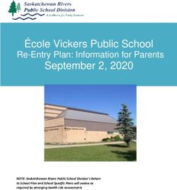 École Vickers Public School September 2, 2020 - Re-Entry Plan: Information for Parents