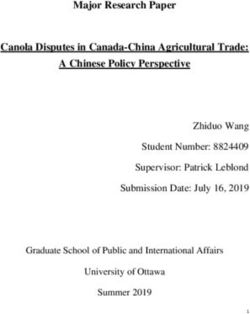 Major Research Paper Canola Disputes in Canada-China Agricultural Trade: A Chinese Policy Perspective