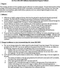 Air Force 2014-2015 Influenza Immunization Program Guidance