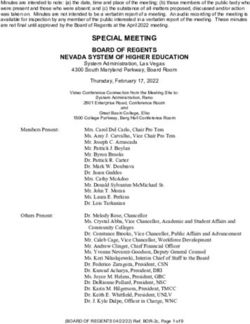 SPECIAL MEETING BOARD OF REGENTS NEVADA SYSTEM OF HIGHER EDUCATION