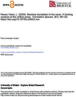 Nunes Vieira, L. (2020). Machine translation in the news: A framing analysis of the written press. Translation Spaces, 9(1), 98-122 ...