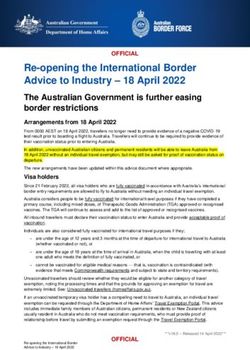 Re-opening the International Border Advice to Industry - 18 April 2022