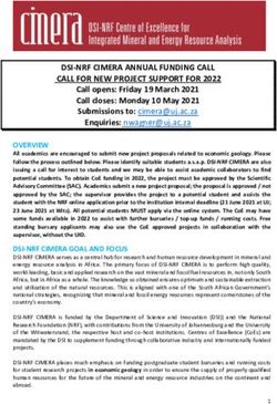 DSI-NRF CIMERA ANNUAL FUNDING CALL CALL FOR NEW PROJECT SUPPORT FOR 2022