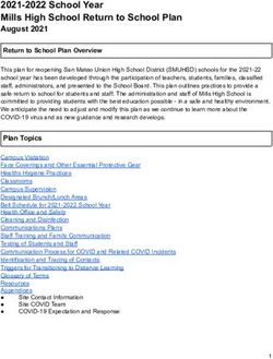 2021-2022 School Year Mills High School Return to School Plan - Mills High School Reopening Plan