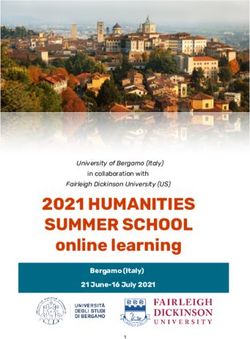 2021 HUMANITIES SUMMER SCHOOL - online learning Bergamo (Italy) 21 June-16 July 2021
