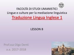 Traduzione Lingua Inglese 1 - FACOLTÀ DI STUDI UMANISTICI LESSON 8 Lingue e culture per la mediazione linguistica - Prof.ssa Olga Denti a.a. 2017-2018