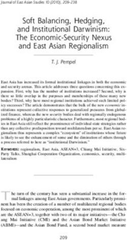 Soft Balancing, Hedging, and Institutional Darwinism: The Economic-Security Nexus and East Asian Regionalism