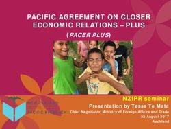 PACIFIC AGREEMENT ON CLOSER ECONOMIC RELATIONS - PLUS - (PACER PLUS) - NZIPR seminar - CDN