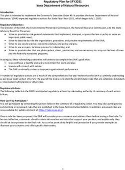 Regulatory Plan for SFY2021 Iowa Department of Natural Resources - Iowa DNR