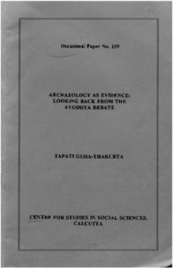 ARCHAEOLOGY AS EVIDENCE: LOOKING BACK FROM THE AYODHYA DEBATE TAPATI GUHA-THAKURTA CENTRE FOR STUDIES IN SOCIAL SCIENCES, CALCUTTA - Occasional ...