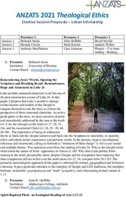 ANZATS 2021 Theological Ethics - Elective Session Proposals - Lukan Scholarship