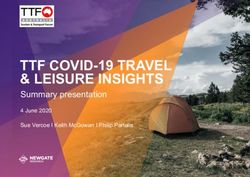 TTF COVID-19 TRAVEL & LEISURE INSIGHTS - SUMMARY PRESENTATION 4 JUNE 2020 SUE VERCOE I KEITH MCGOWAN I PHILIP PARTALIS - TOURISM AND TRANSPORT ...