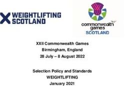 WEIGHTLIFTING XXII Commonwealth Games Birmingham, England 28 July - 8 August 2022 Selection Policy and Standards January 2021