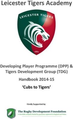 Leicester Tigers Academy - Developing Player Programme (DPP) & Tigers Development Group (TDG) Handbook 2014- 15 'Cubs to Tigers'
