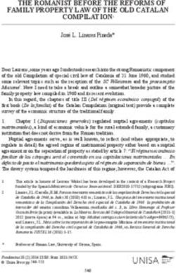 THE ROMANIST BEFORE THE REFORMS OF FAMILY PROPERTY LAW OF THE OLD CATALAN