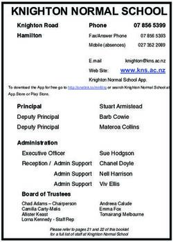 KNIGHTON NORMAL SCHOOL - Knighton Road 07 856 5399