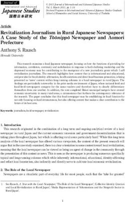 Revitalization Journalism in Rural Japanese Newspapers: A Case Study of the T -o -onipp -o Newspaper and Aomori Prefecture Anthony S. Rausch
