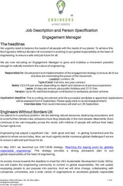 Job Description and Person Specification Engagement Manager - Engineers Without Borders UK