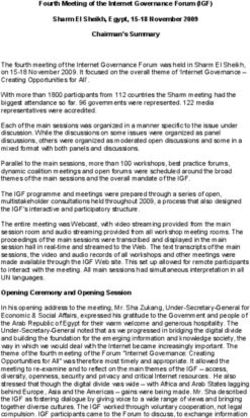 Fourth Meeting of the Internet Governance Forum (IGF) Sharm El Sheikh, Egypt, 15-18 November 2009 Chairman's Summary