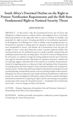 South Africa's Doctrinal Decline on the Right to Protest: Notification Requirements and the Shift from Fundamental Right to National Security Threat