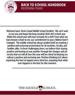 BACK TO SCHOOL HANDBOOK - REOPENING PLANS